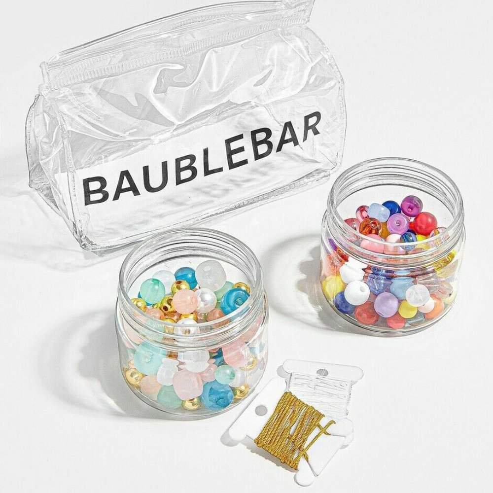 Baublebar Build Your Own Bracelet Kit 2 Jars of Beads 2 Bracelet Strands New!